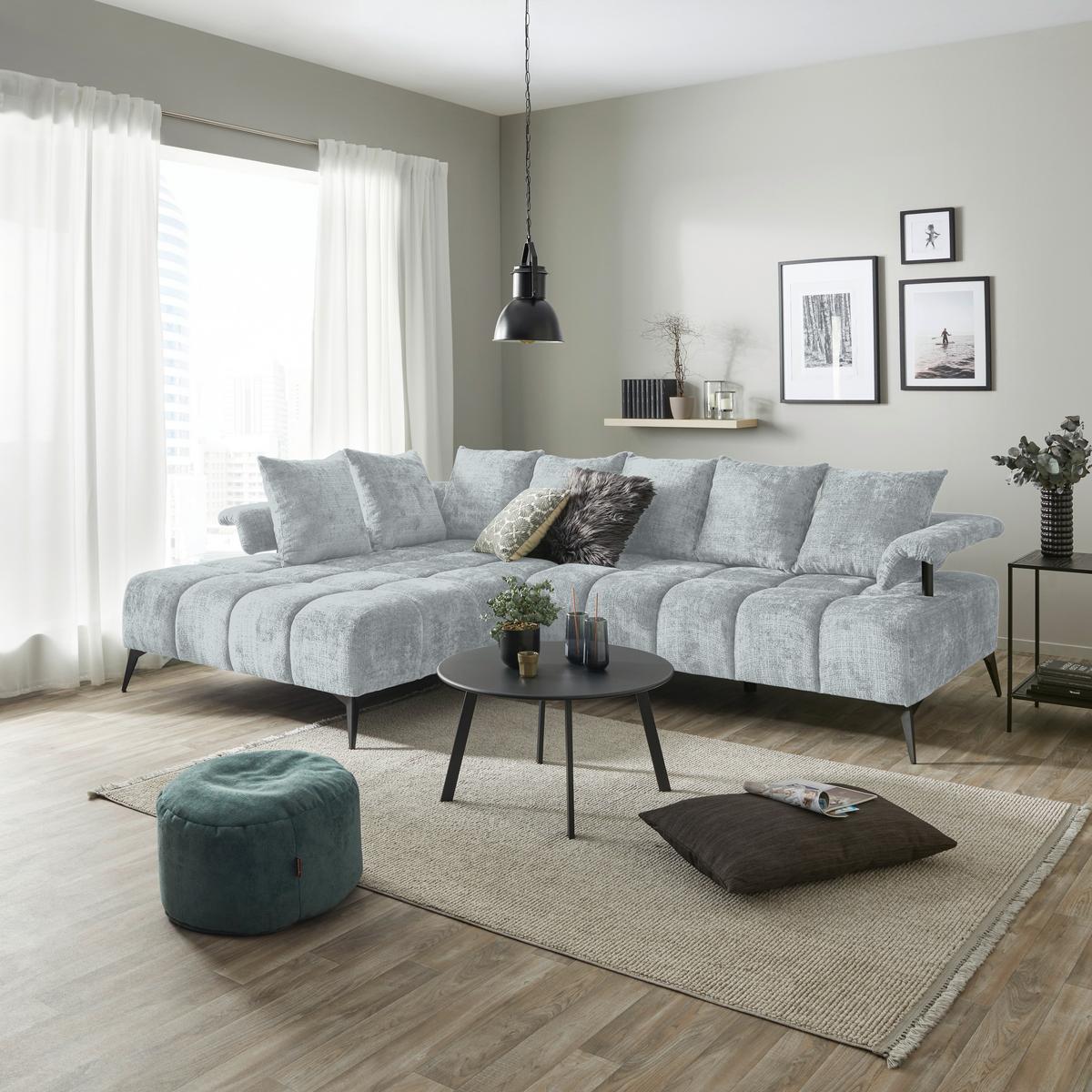 Kutna Garnitura Vanessa New - svijetlo siva/crna, Moderno, tekstil/metal (200/297cm) - Modern Living