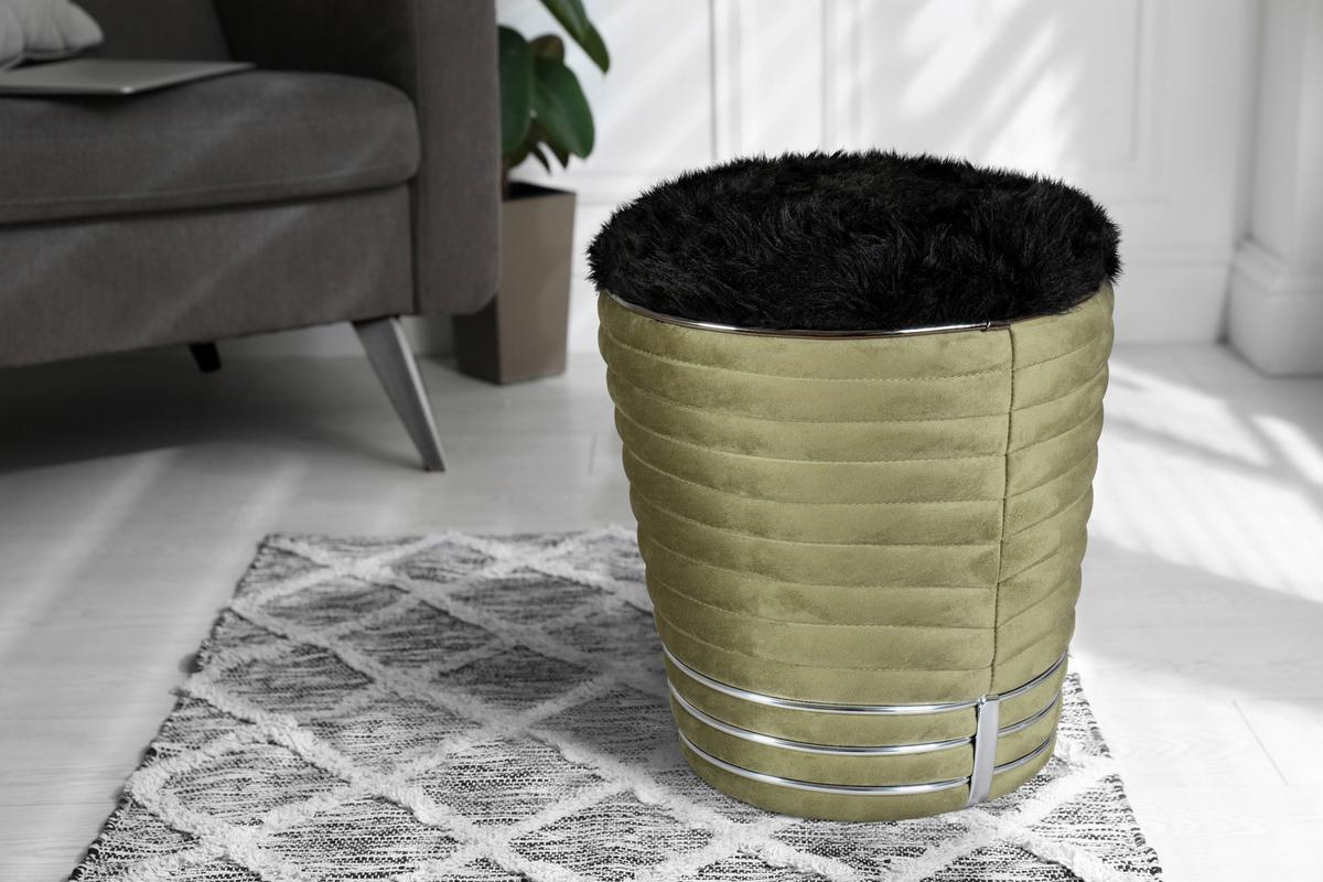 HOCKER DORIC 325 - Graphitfarben/Grün, Design, Textil (42/50cm) - Kayoom