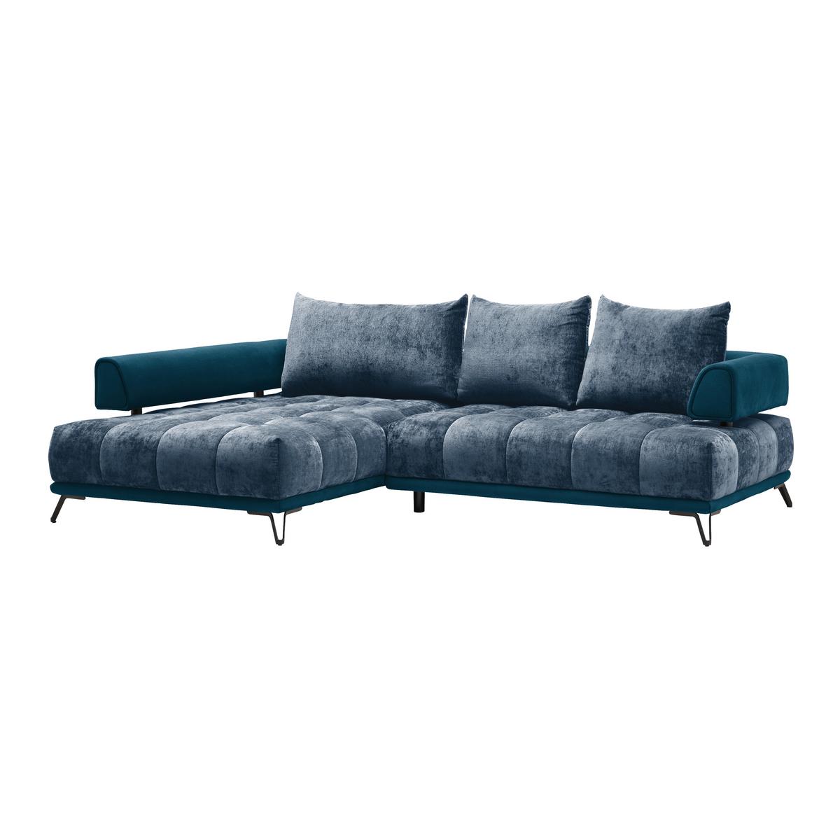 Ecksofa Morgan Royalblau - Royalblau/Schwarz, MODERN, Textil/Metall (184/67-87/262cm) - Mömax