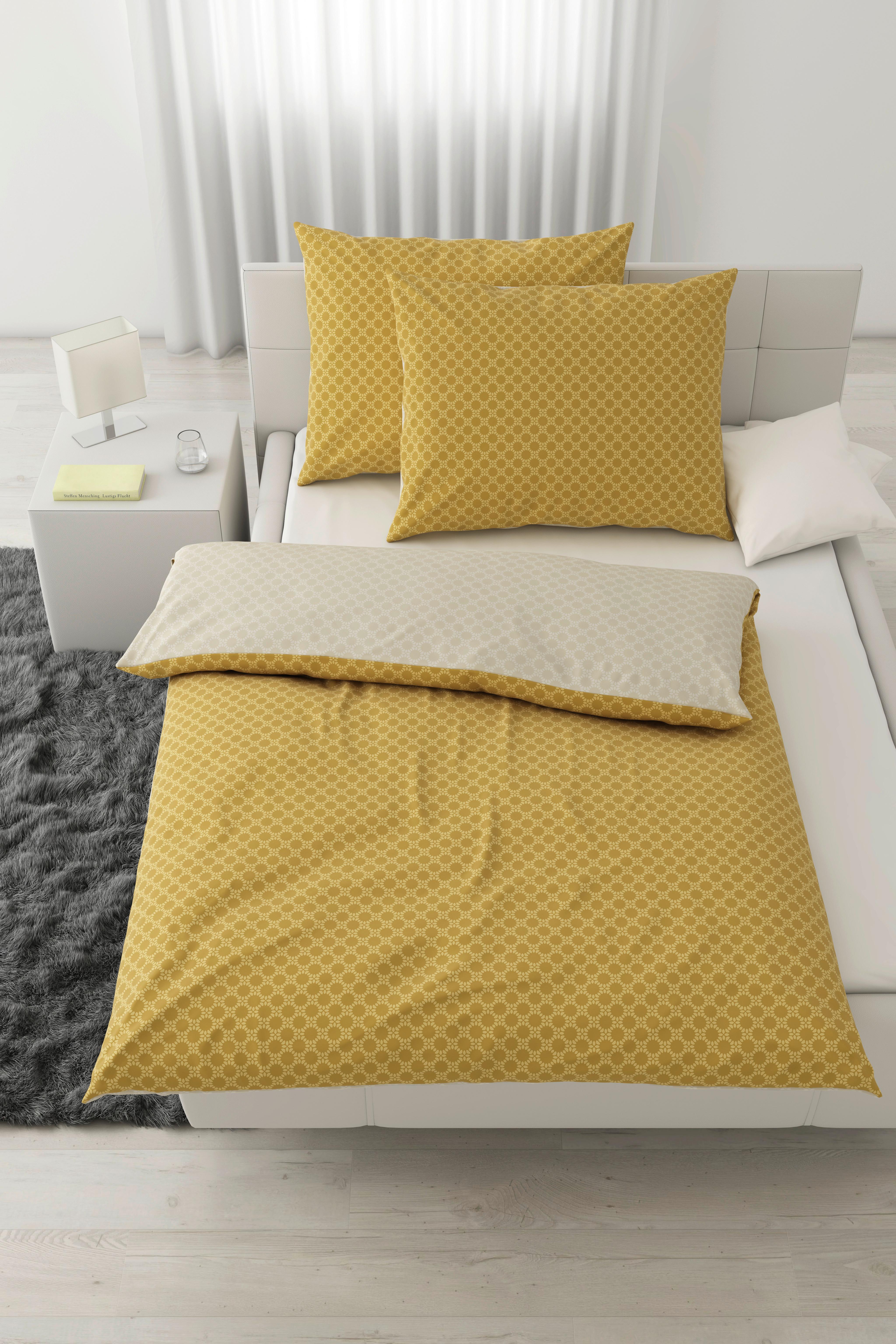 Wendebettwäsche Mici-Wende XXL in Gelb/Natur ca. 200x220cm - Gelb/Naturfarben, KONVENTIONELL, Textil (200/220cm) - Modern Living