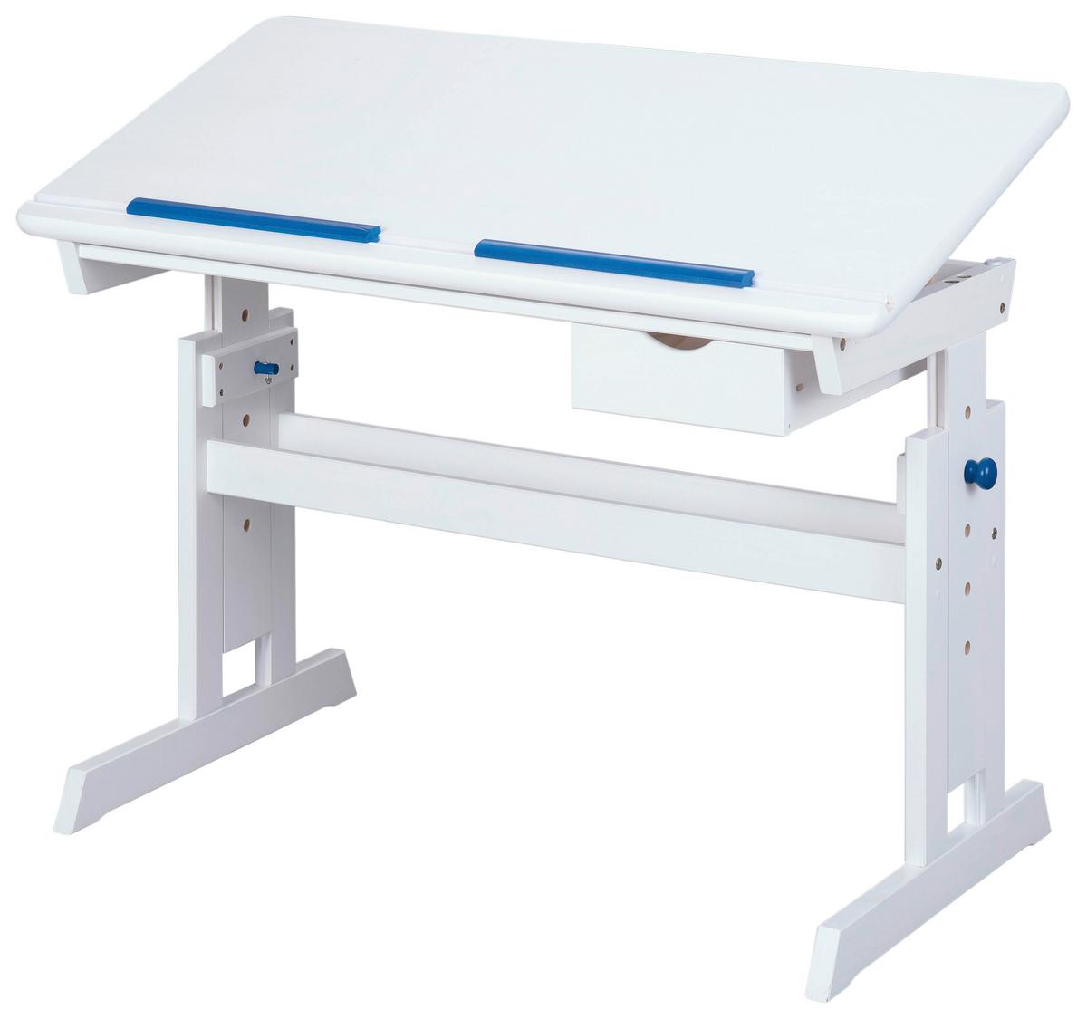 Jugendschreibtisch Baru Weiß/Rosa/Blau - Blau/Rosa, Basics, Holz/Holzwerkstoff (109/55/63-96cm) - MID.YOU