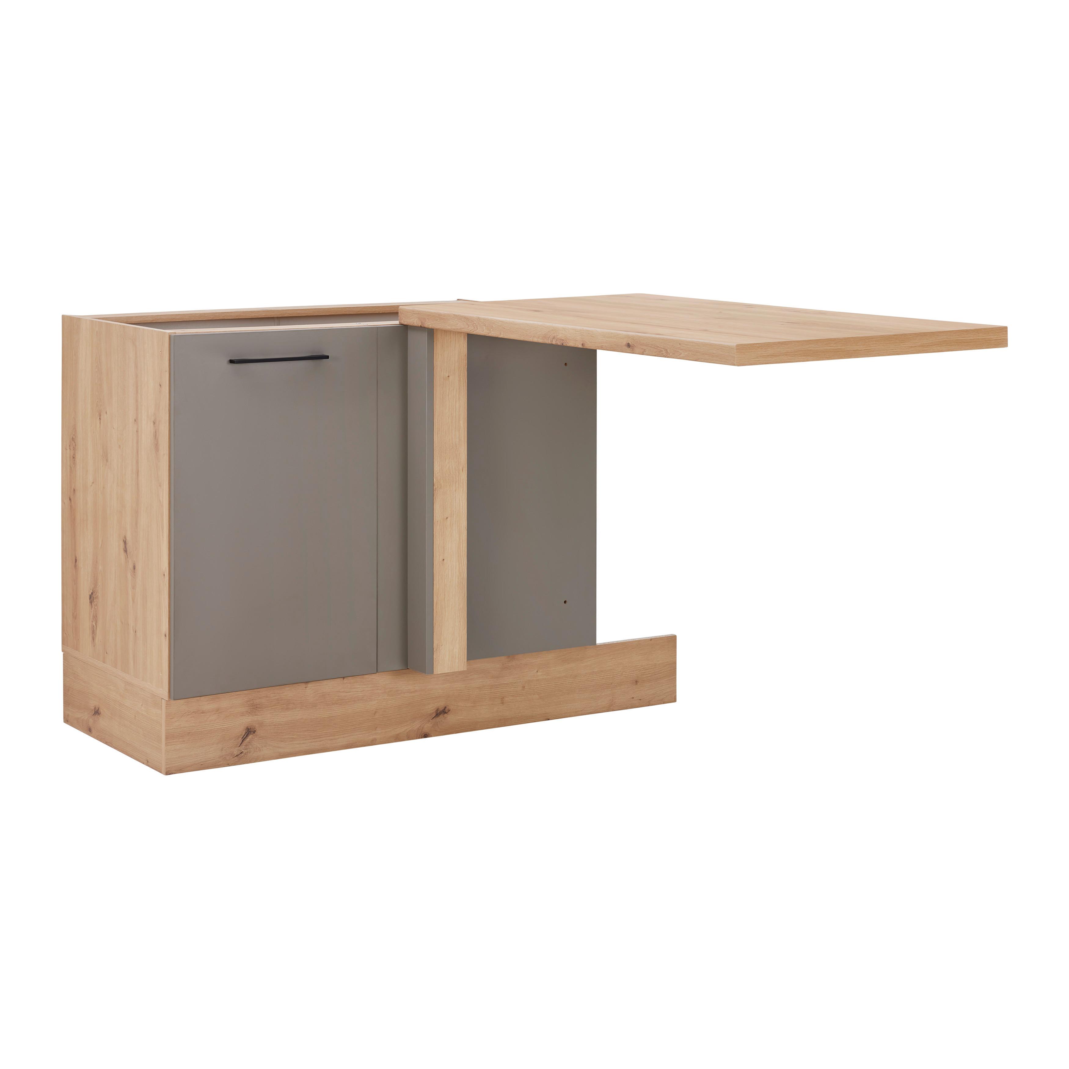 Alsó Sarokszekrény Linz Ue110 - fekete/Artisan tölgy, Modern, faalapú anyag/fém (112/90/60cm)
