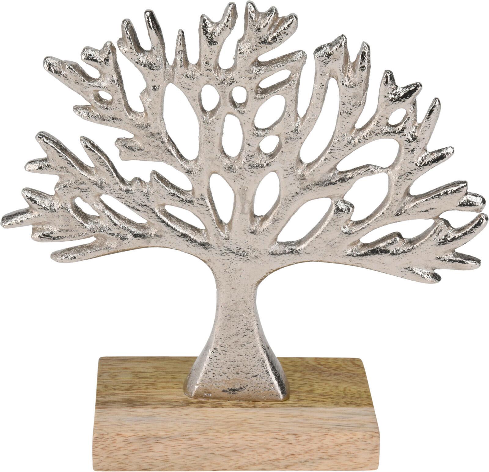 Dekor Fa Tree - ezüstszínű, fa/fém (17,3/6/16cm)