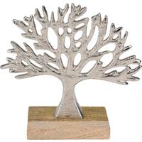 Dekor Fa Tree - ezüstszínű, fa/fém (17,3/6/16cm)