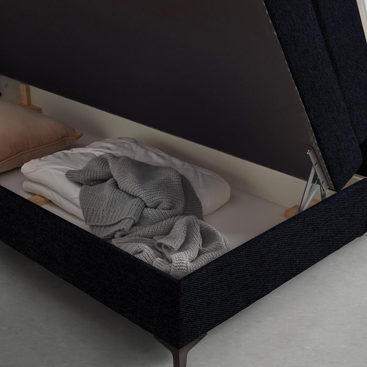 Boxspringbett Bari Schwarz ca. 200x200cm - Schwarz, KONVENTIONELL, Textil/Metall (200/200cm) - Based