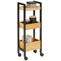Cărucior universal depozitare Anni - culoare natur/negru, Modern, plastic/materiale naturale (28,5/79/19cm) - Mömax
