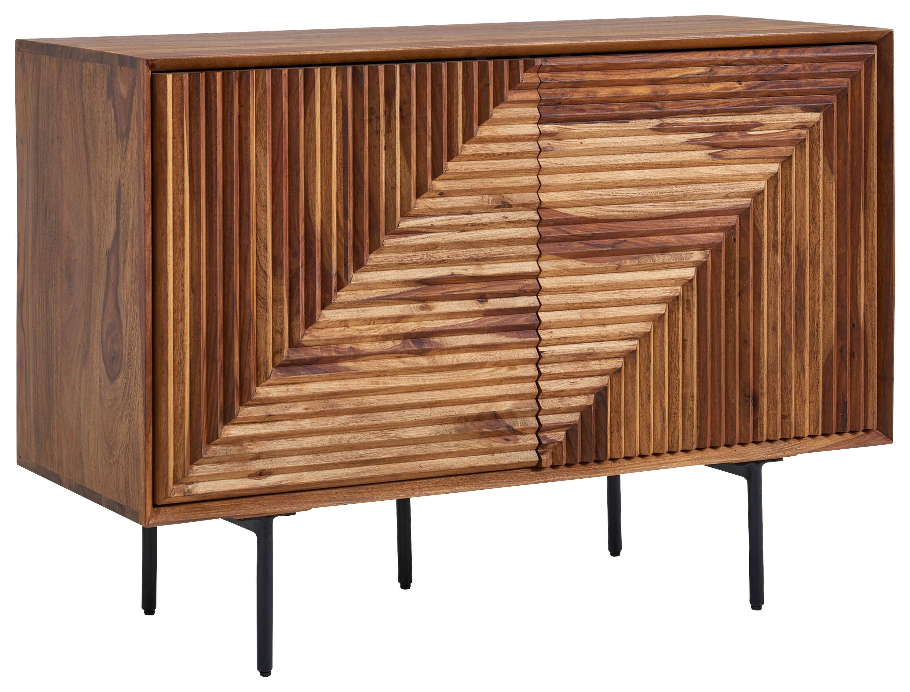 Komoda Wohnling, Pravi Les - črna/barve indijskega rožnega lesa, Design, kovina/les (100/71/40cm) - MID.YOU
