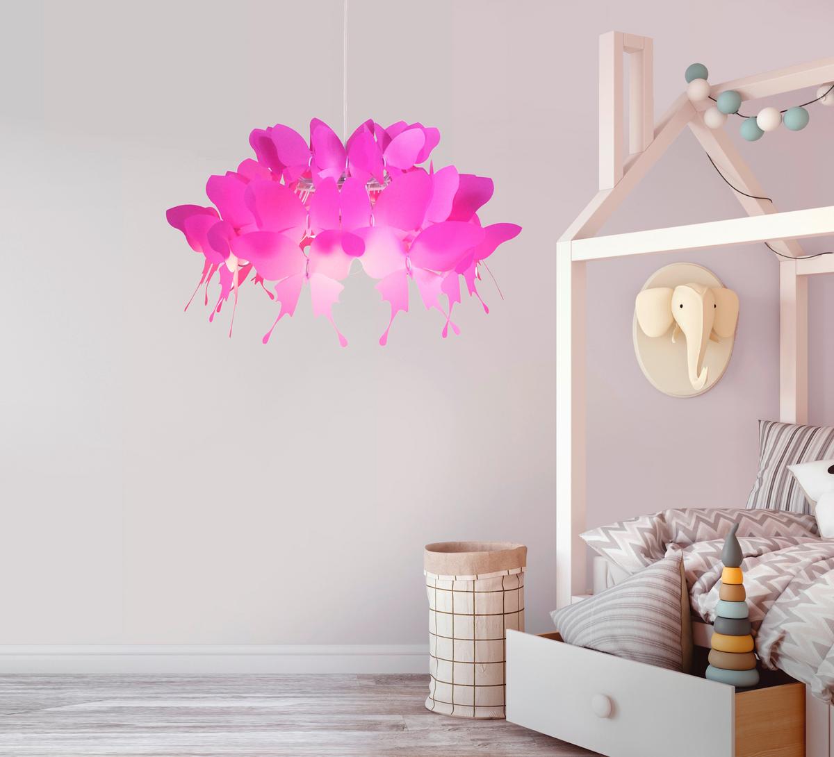 Kinderhängeleuchte Lp-3439/1p Farfalla - Pink, Trend, Kunststoff (50/50/115cm)