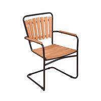 Gartenstuhl Covina Teak/Schwarz stapelbar - Schwarz/Braun, Basics, Holz/Metall (58/90/55cm) - Gardenson