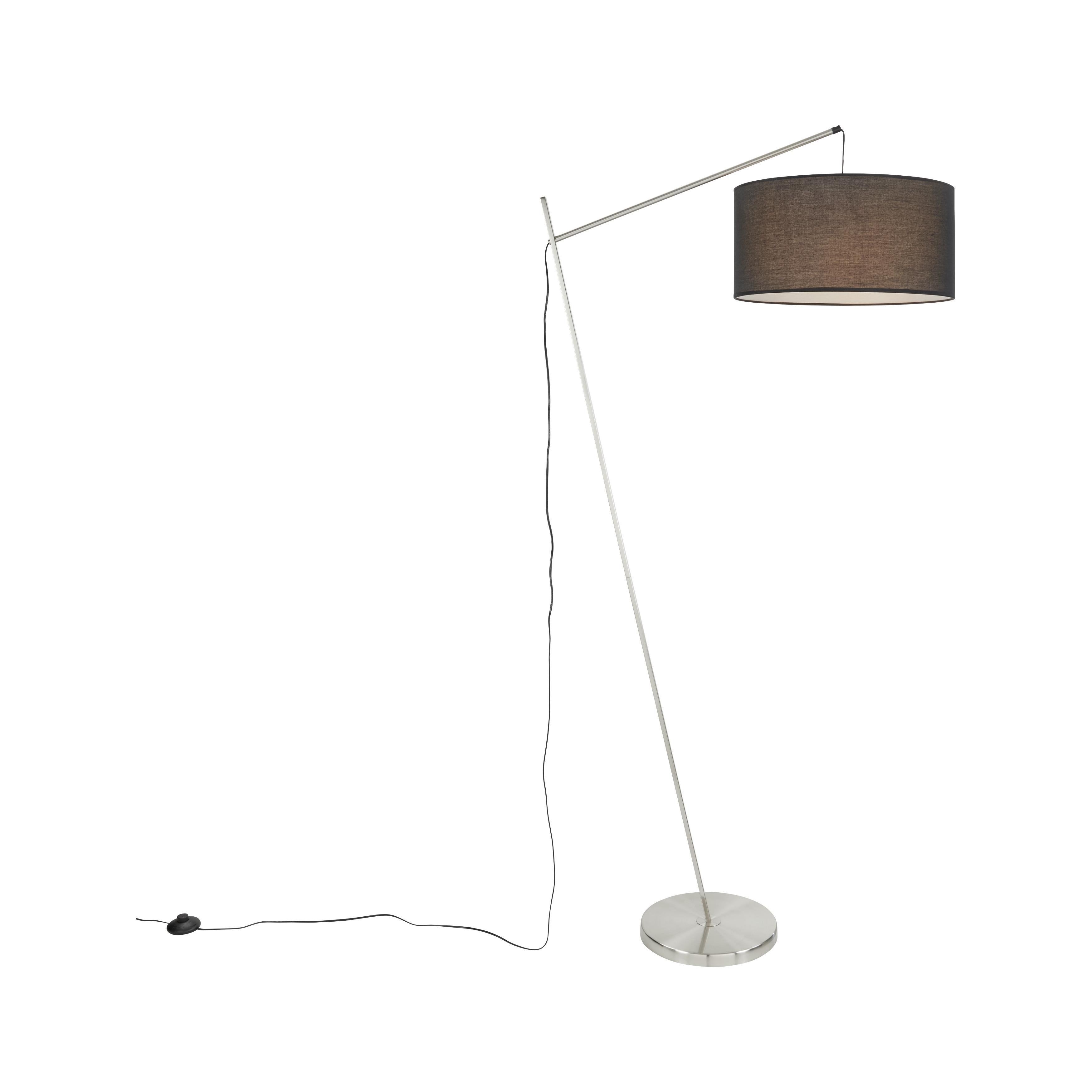Stehleuchte Aurelia max. 40 Watt - Schwarz/Braun, MODERN, Textil/Metall (80/25/163cm) - Bessagi Home