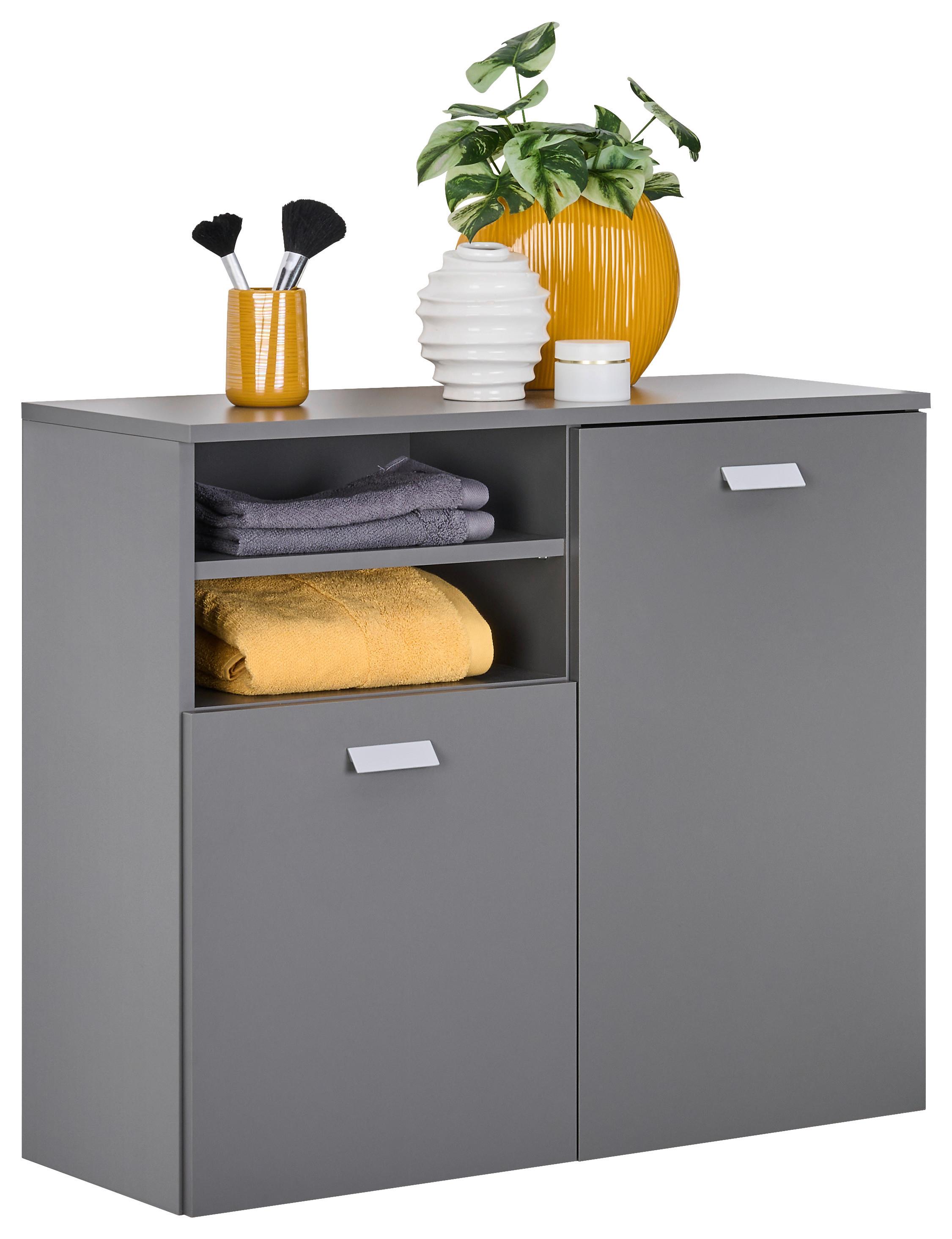Spodnja Omarica Mona, Siva - srebrne barve/siva, Moderno, kovina/leseni material (80,4/70/32cm) - Stylife