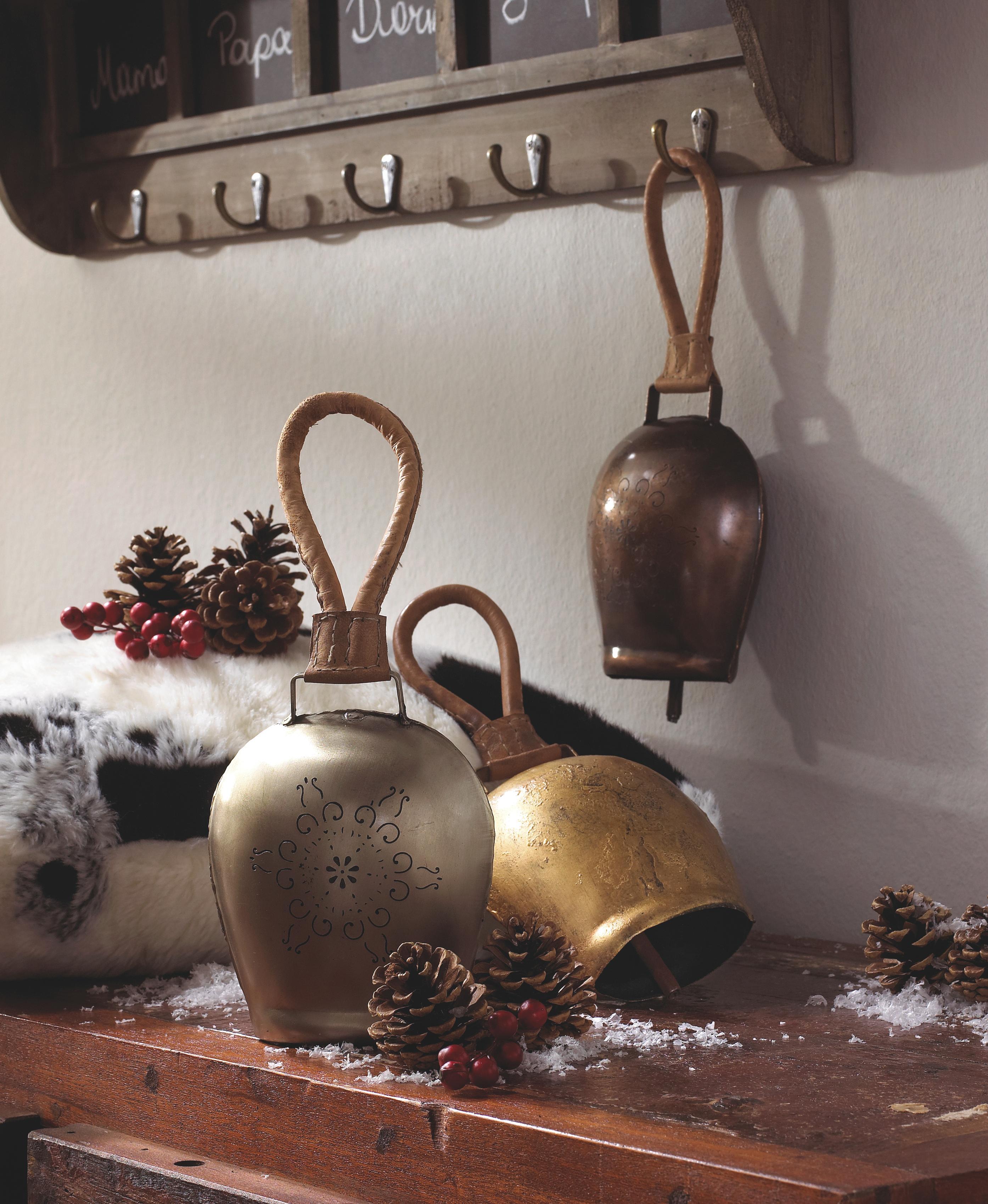 Deko Glocke in Goldfarben H ca. 28 cm 'Heidi' - Goldfarben, ROMANTIK / LANDHAUS, Metall (16/28/9cm) - Bessagi Home