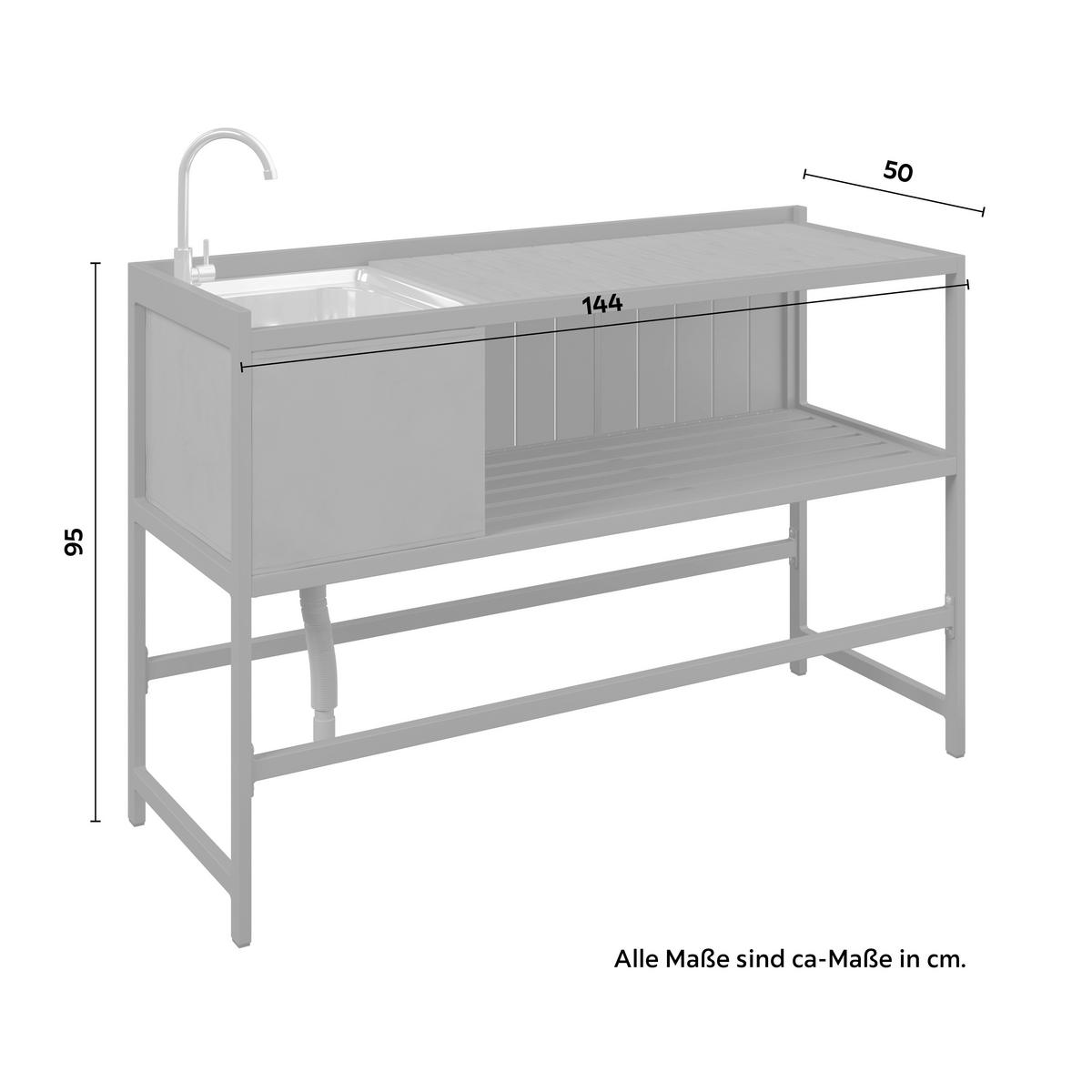 Outdoorküche Levi 2 Anthrazit/Naturfarben - Anthrazit/Naturfarben, MODERN, Kunststoff/Metall (144/95/50cm)
