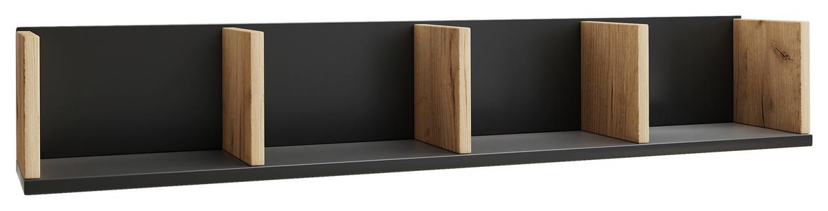 Stenski Regal Honsa, Črna, Barva Hrasta - medeni hrast/antracit, Design, leseni material (97/17/17cm) - MID.YOU