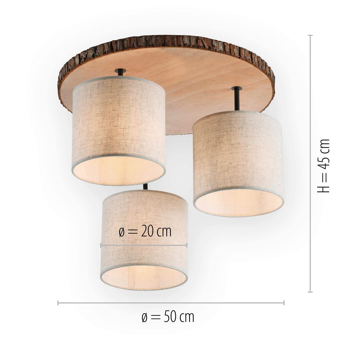 Deckenleuchte Bark Braun/Naturfarben max.120 Watt - Beige/Braun, KONVENTIONELL, Kunststoff/Textil (26-120/50/45cm)