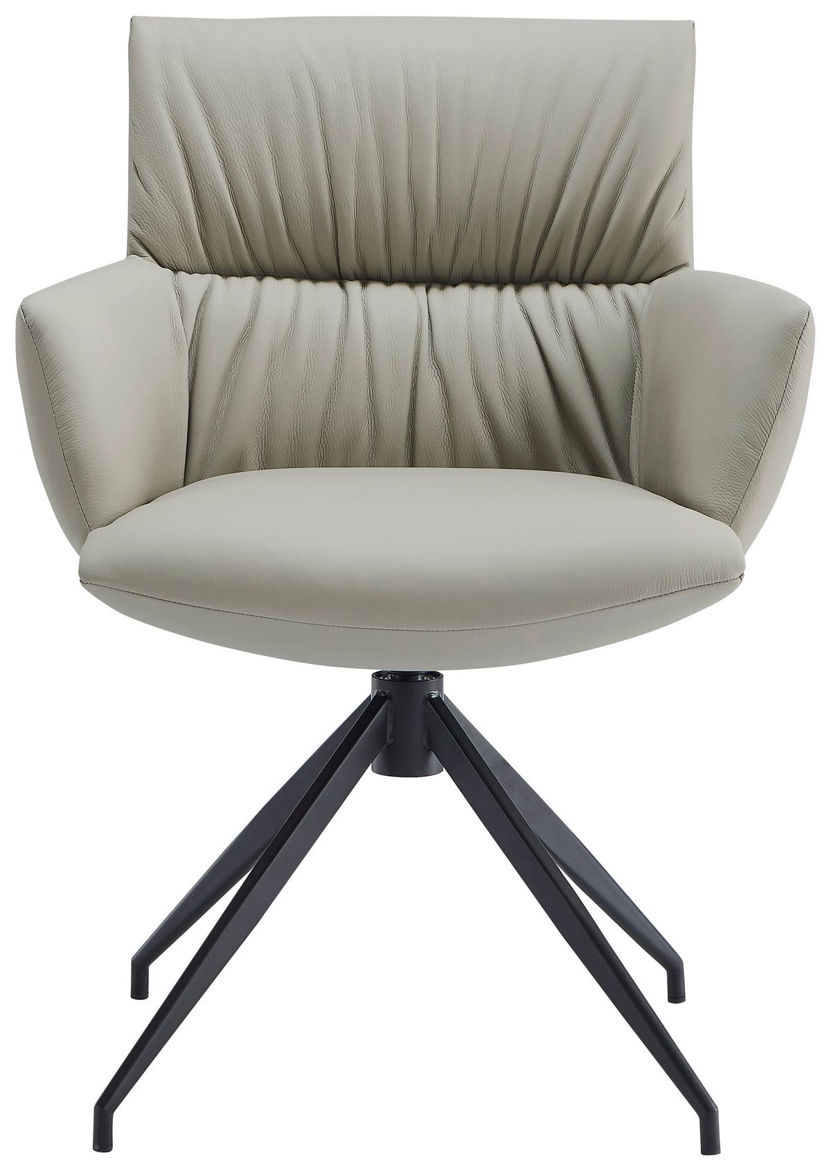 KRZESŁO Z PODŁOKIETNIKAMI PARIS -EXKLUSIV- - czarny/cappuccino, Design, skóra/metal (64/86/63cm) - Dieter Knoll