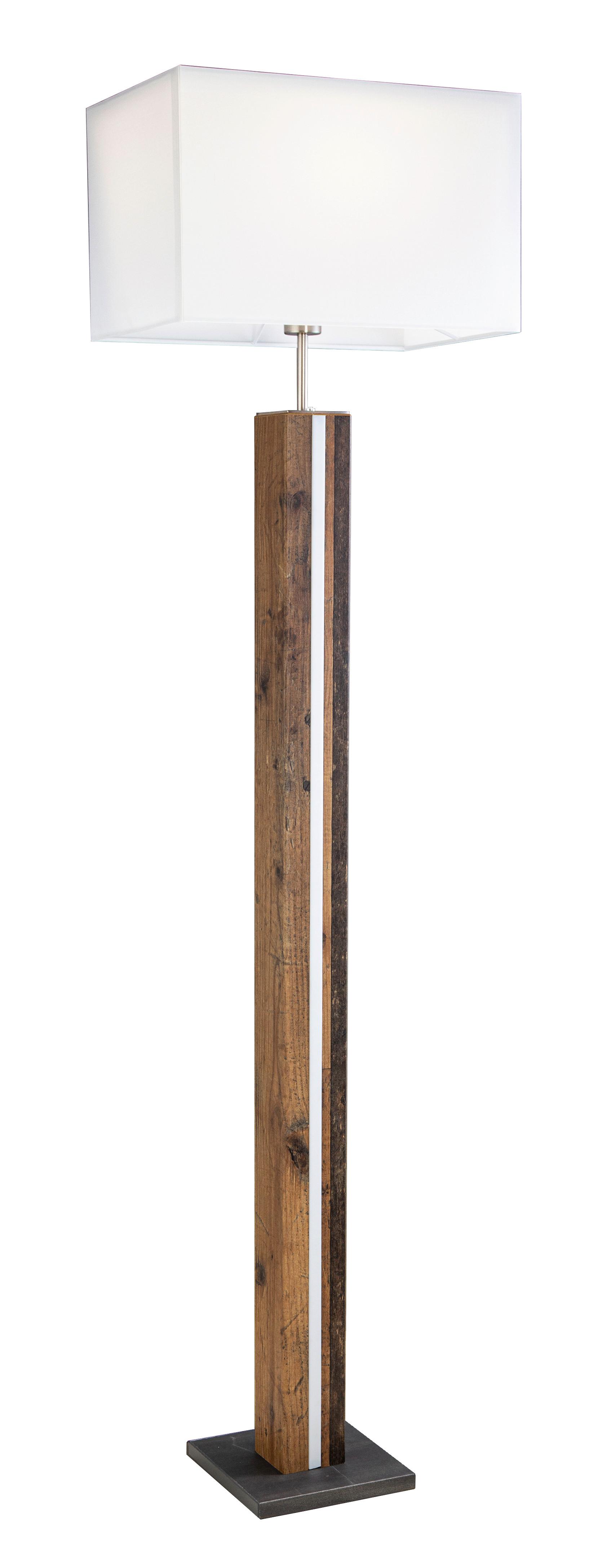 Podna Svjetiljka Forest - srebrne boje/bež, Natur, drvni materijal/tekstil (40/27/150cm) - Globo