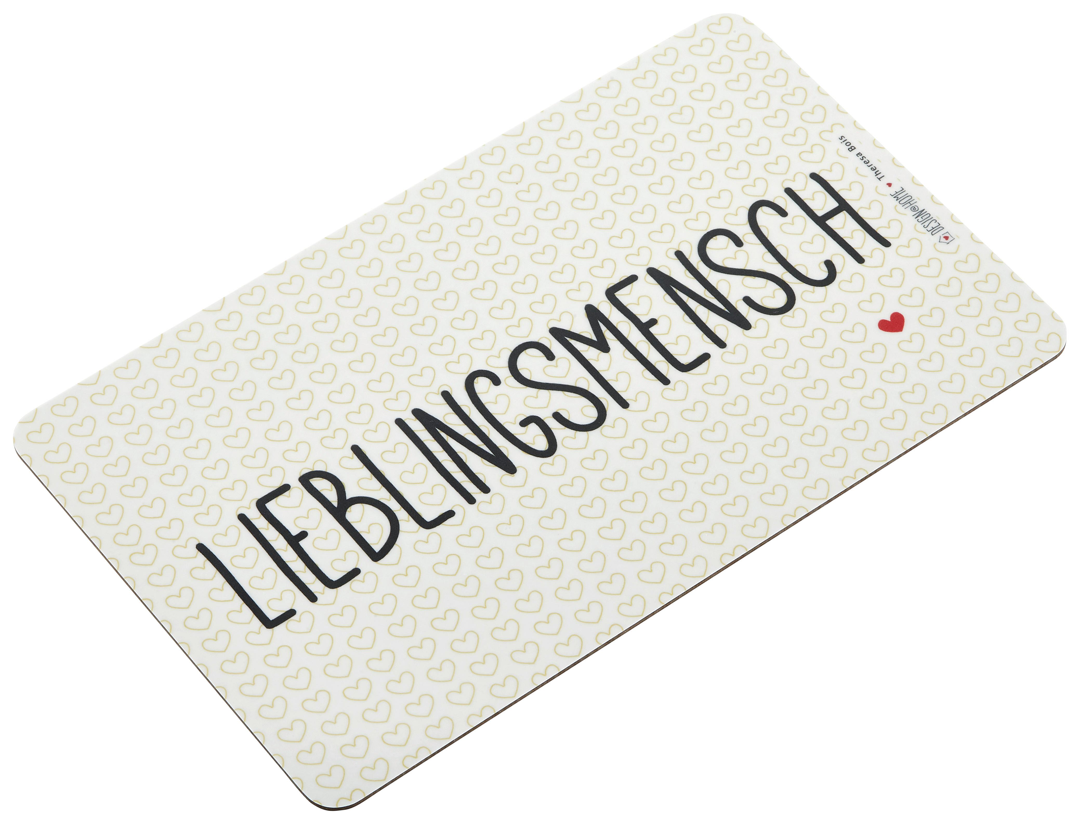 SCHNEIDEBRETT LIEBLINGSMENSCH - Schwarz/Weiß, KONVENTIONELL, Kunststoff (23,5/14,3/1,5cm)