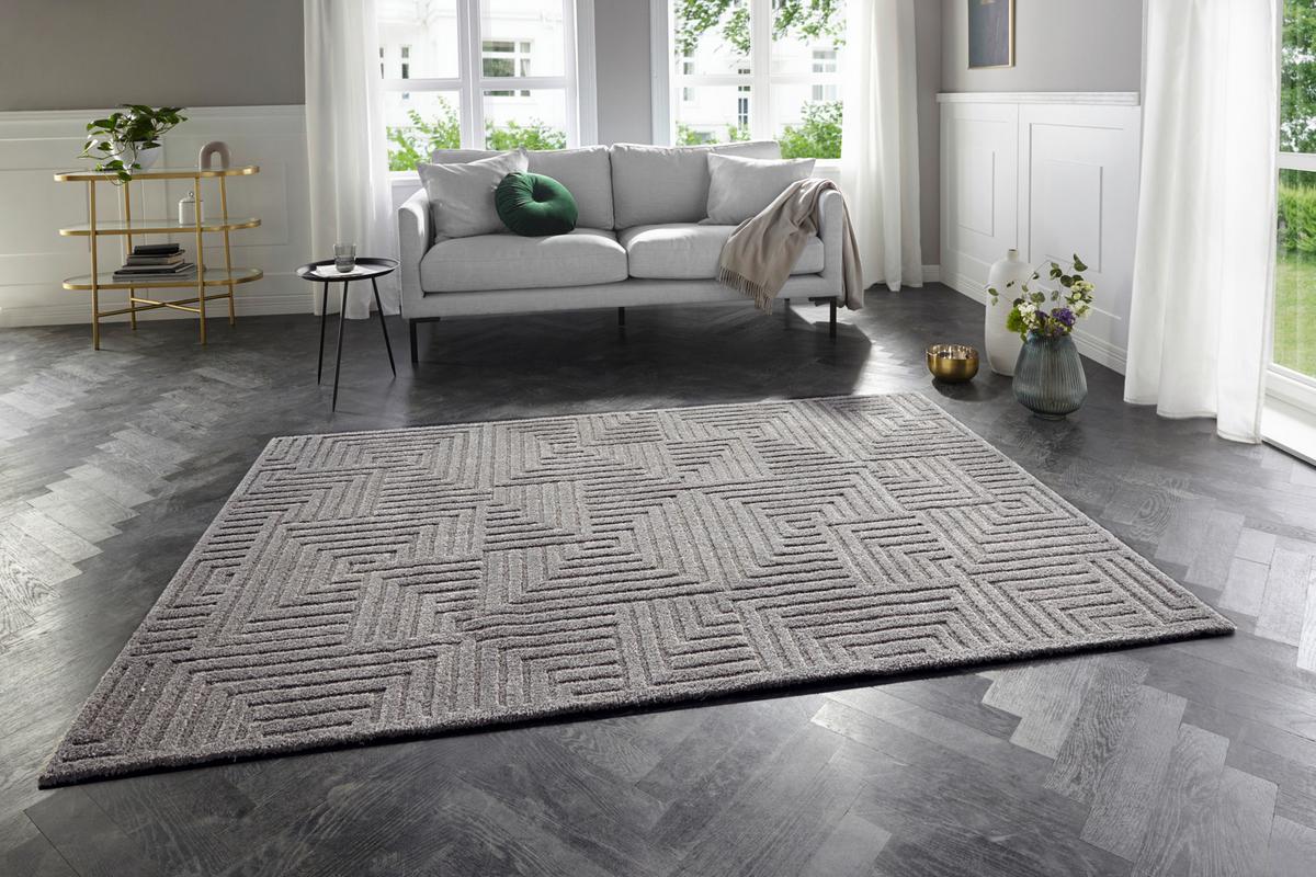 Hochflorteppich Manipu Grau ca. 80x150cm - Grau, Basics, Kunststoff (80/150cm)