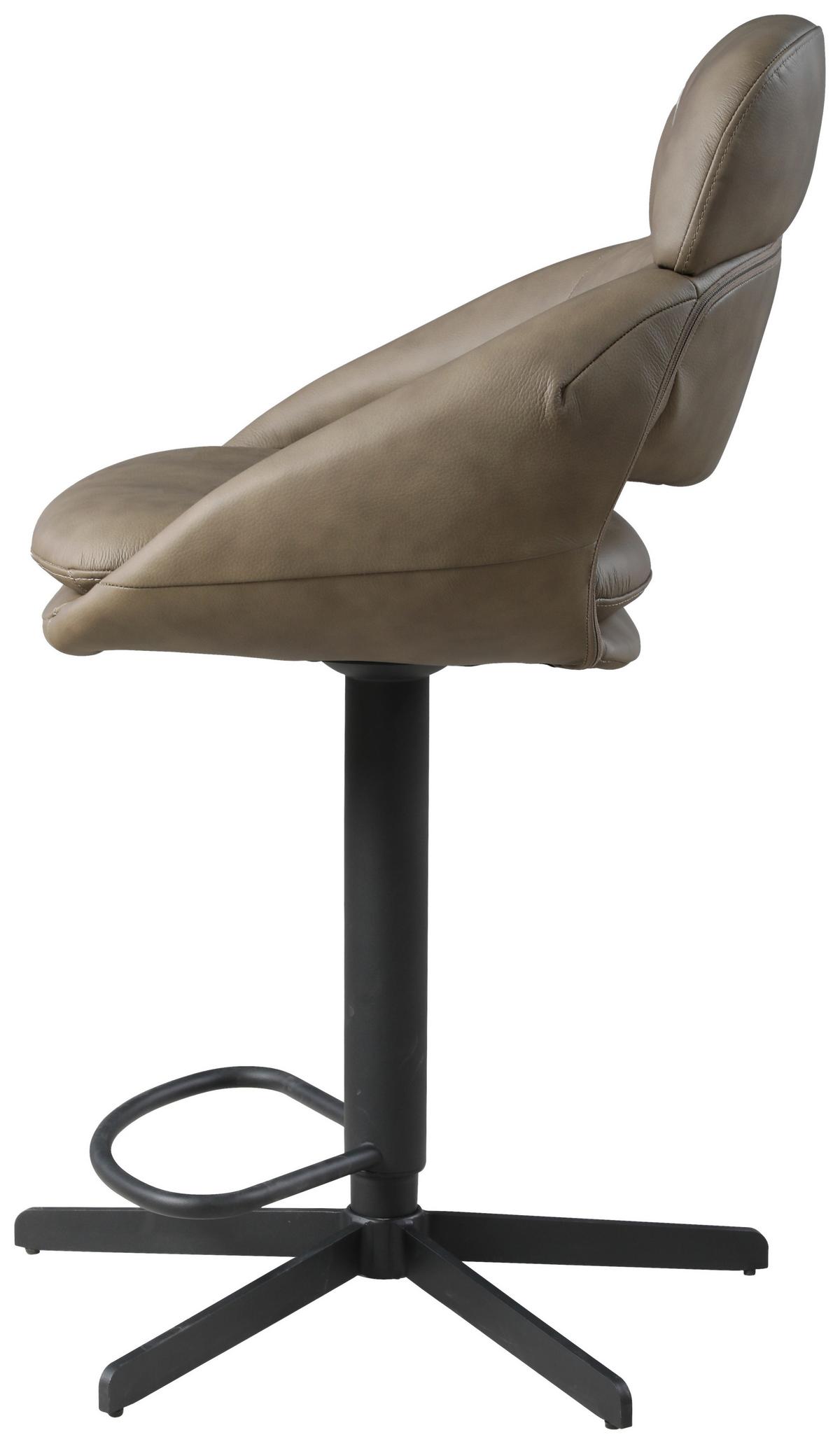 STOŁEK BAROWY VICTORIA - czarny/taupe, Design, skóra/metal (55/105/56cm) - Emilio Belluti