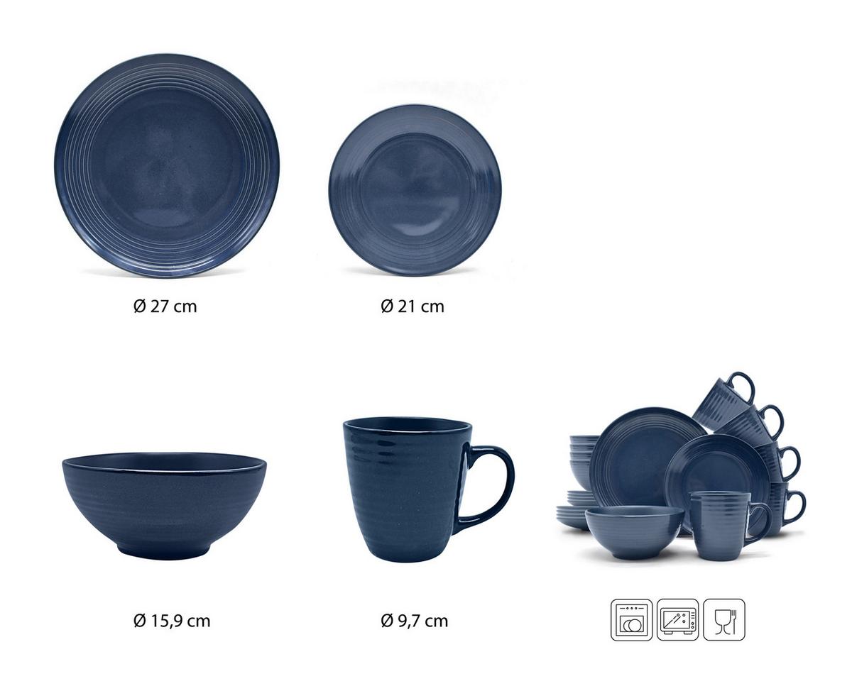 Étkészlet Alicia Modern Design - sötétkék, Basics, kerámia - Echtwerk