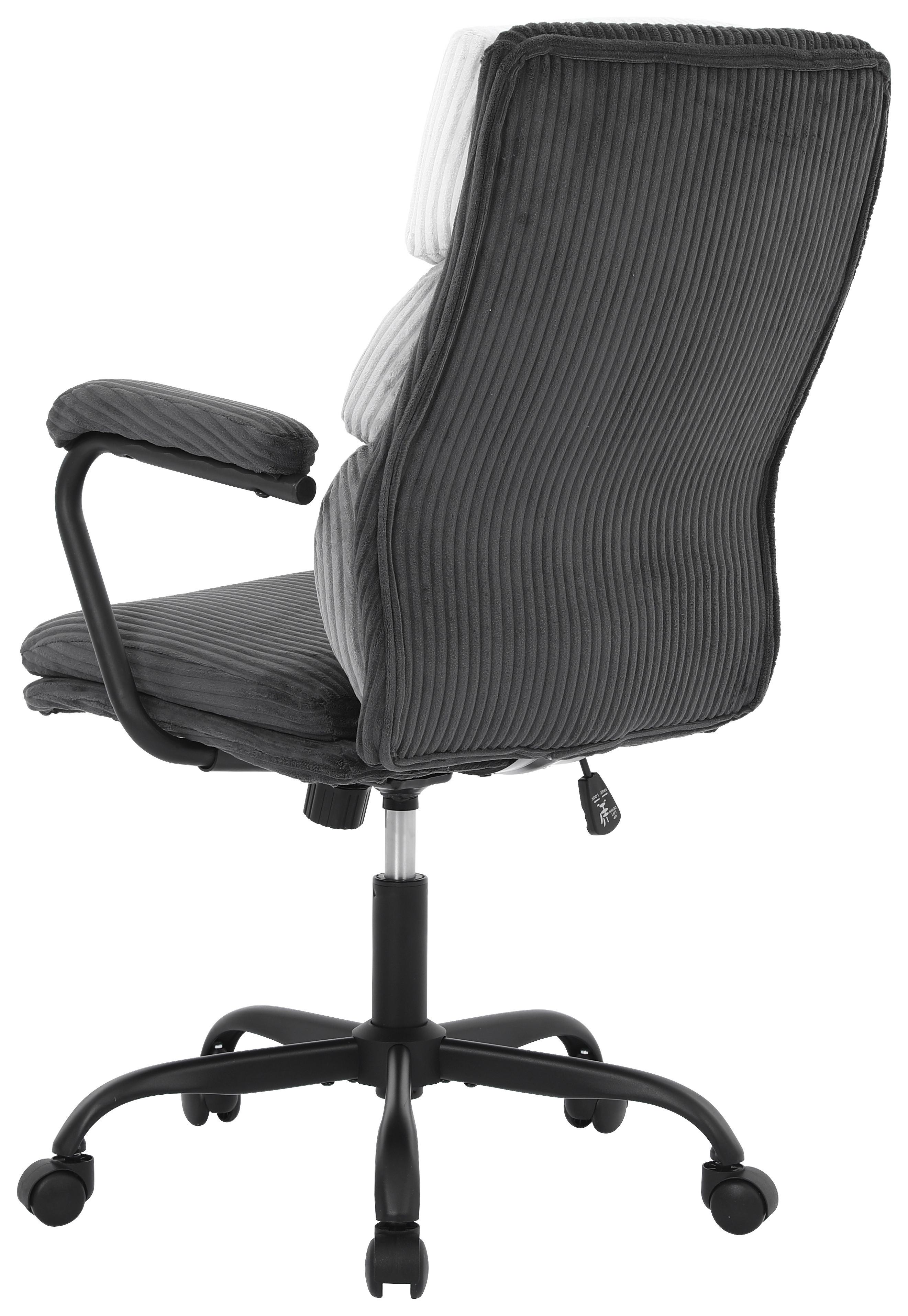 SNURRSTOL MANHATTAN 2 - mörkgrå/beige, Modern, metall/trä (58/102-112/64,5cm) - Mömax