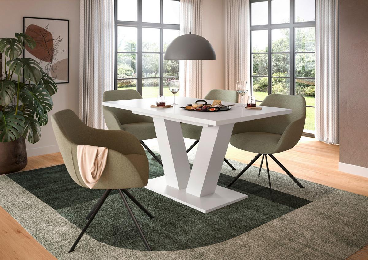 Ausziehtisch Marlon Weiß ca. 150-190x90x76 cm - Weiß, Trend, Holzwerkstoff (150-190/90/76cm)