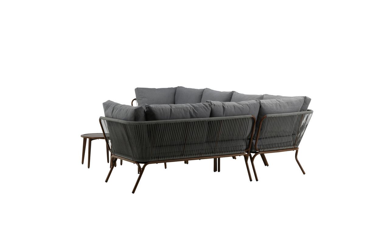 Dining-Loungeset Roxo ca. 283x221 cm Grau - Braun/Grau, KONVENTIONELL, Textil/Metall - Gardenson