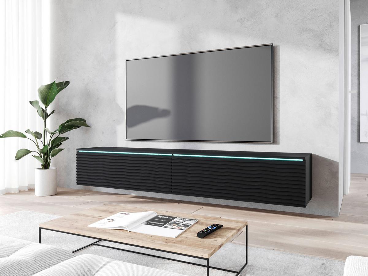 LOWBOARD D180 SCHWARZ B: 180 CM - Schwarz/Grau, Lifestyle, Holzwerkstoff/Kunststoff (180/30/33cm) - P & B