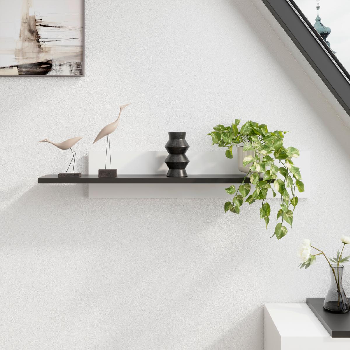 Zidna Polica Ambiente Plus - bijela/antracit, Moderno, drvni materijal (140/25/20cm) - Modern Living