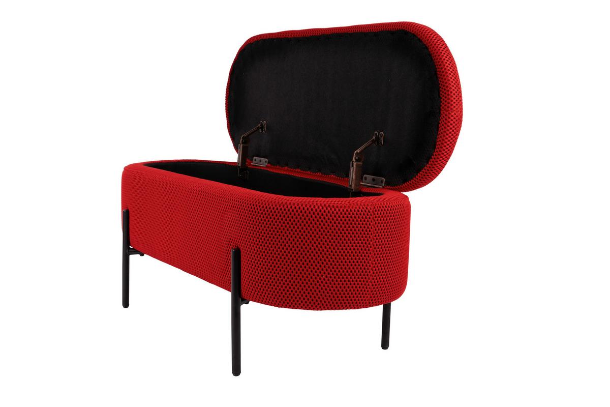 Hockerbank B412827-5 Carla - Rot/Schwarz, Design, Textil/Metall (95/43/36cm) - Globo