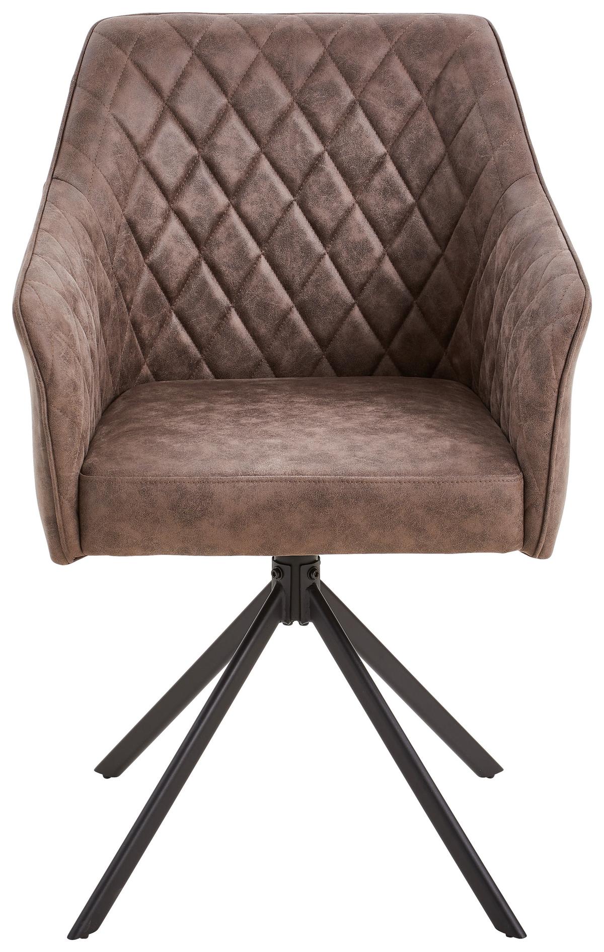 KRZESŁO Z PODŁOKIETNIKAMI LELA - czarny/brązowy, Modern, metal/drewno (61/91/58cm) - Livetastic