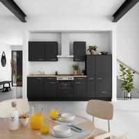 Küchenblock Touch Low m. Geräten Schwarz - Edelstahlfarben/Eichefarben, MODERN, Holzwerkstoff/Metall (300cm) - Nobilia