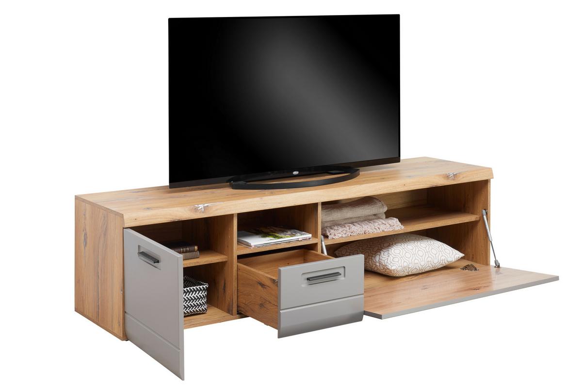 Tv-element Auris, Barva Hrasta, Siva - siva, Moderno, umetna masa/leseni material (190/50/50cm) - Mömax