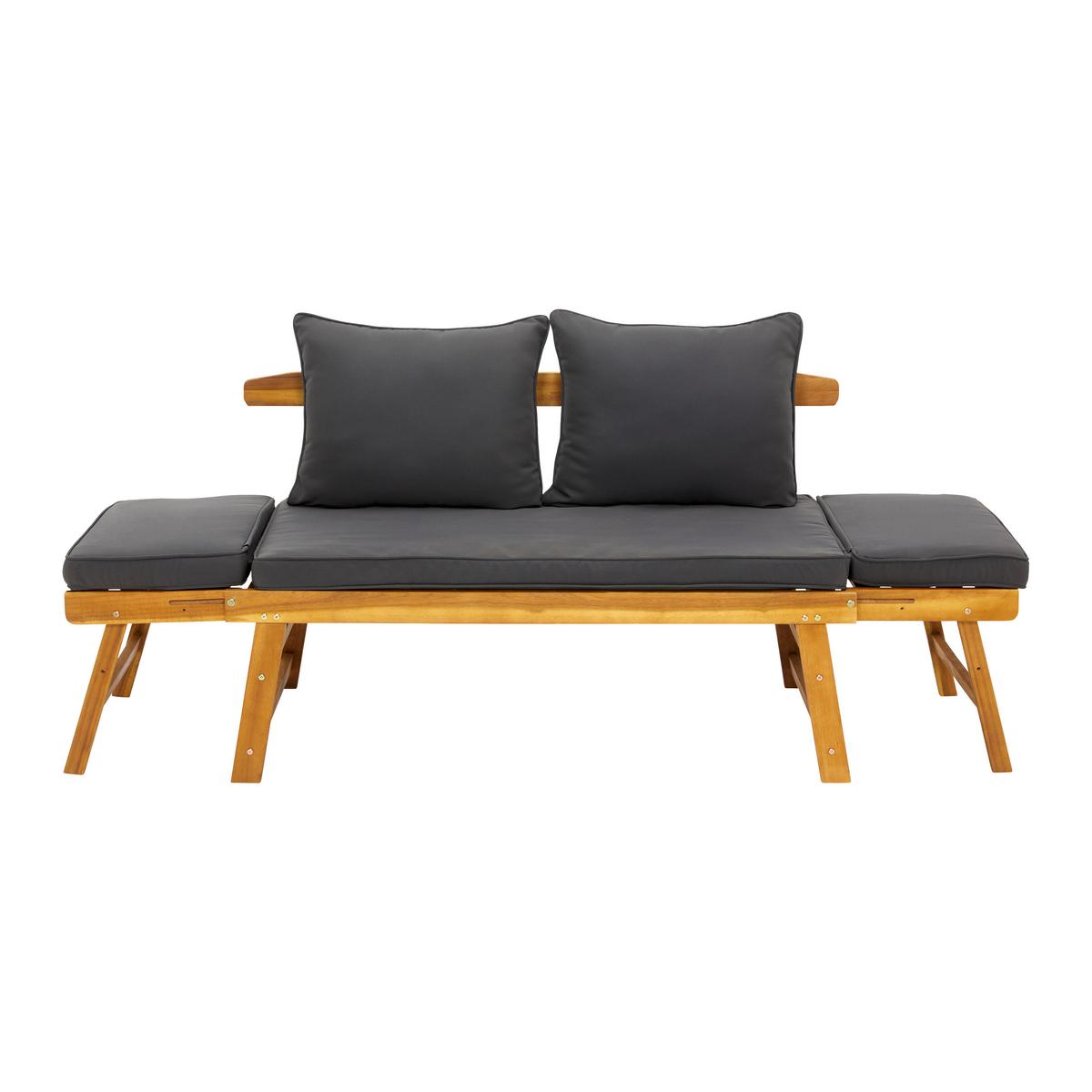 Počivalnik Pia - temno siva/barve akacije, Moderno, tekstil/les (143-190/68/75cm) - Bessagi Garden