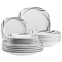 TELLERSET DECORA - Weiss/Schwarz, Trend, Keramik - Mäser