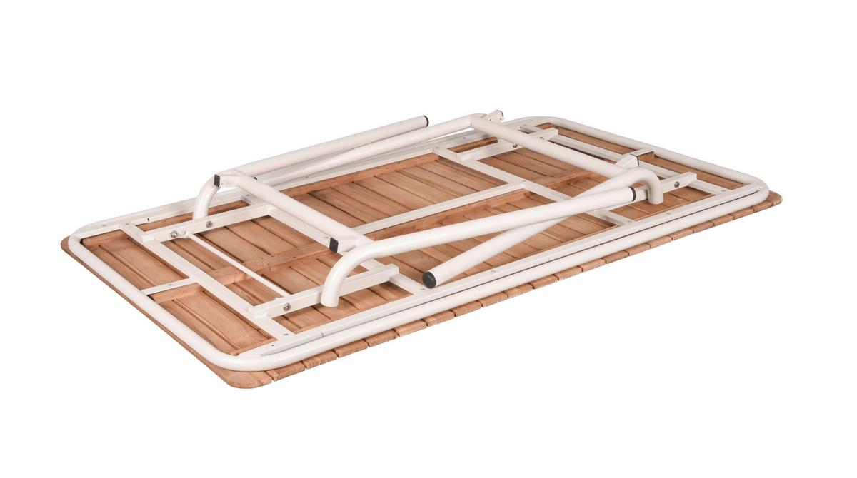 Gartentisch Carmel Teak/Weiß klappbar - Braun, Basics, Holz/Metall (150/90/74cm) - Gardenson