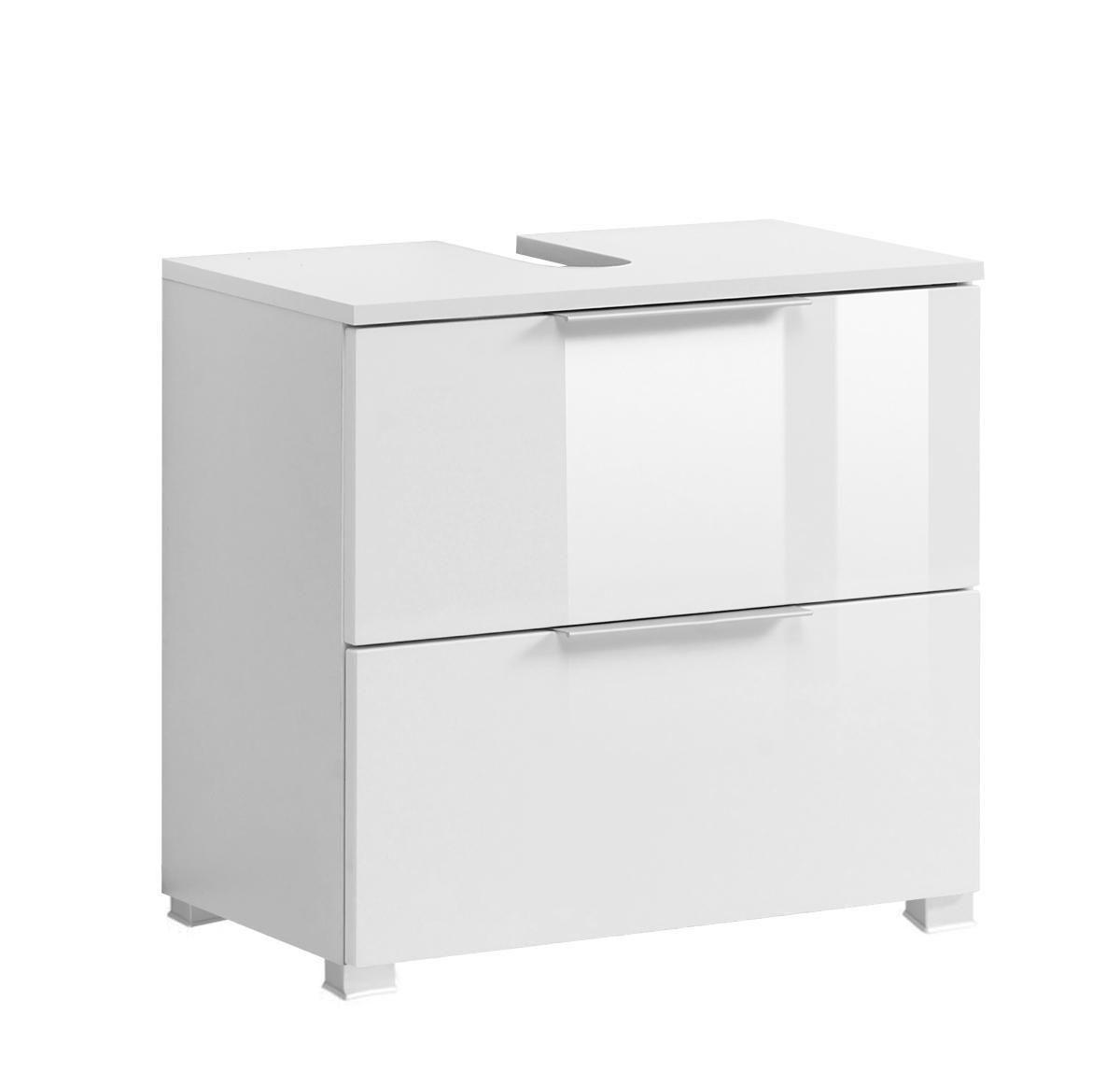 SZAFKA POD UMYWALKĘ RAVELLO - kolor srebrny/biały, Design, materiał drewnopochodny/tworzywo sztuczne (60/54/35cm) - Xora