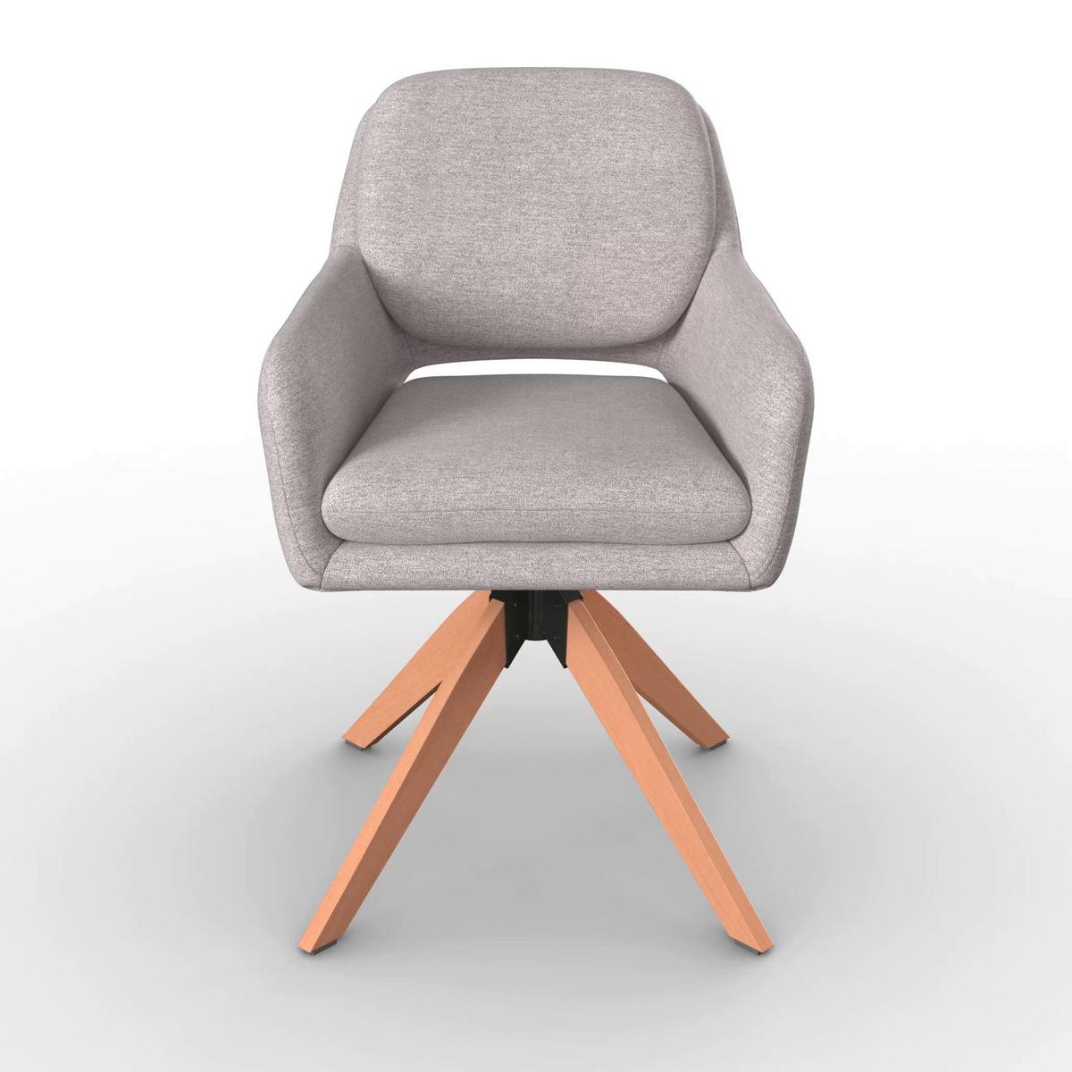 Armlehnstuhl Adrien Greige Webstoff Drehbar Gepolstert - Greige/Naturfarben, MODERN, Holz/Textil (64/59/92cm) - Bessagi Home