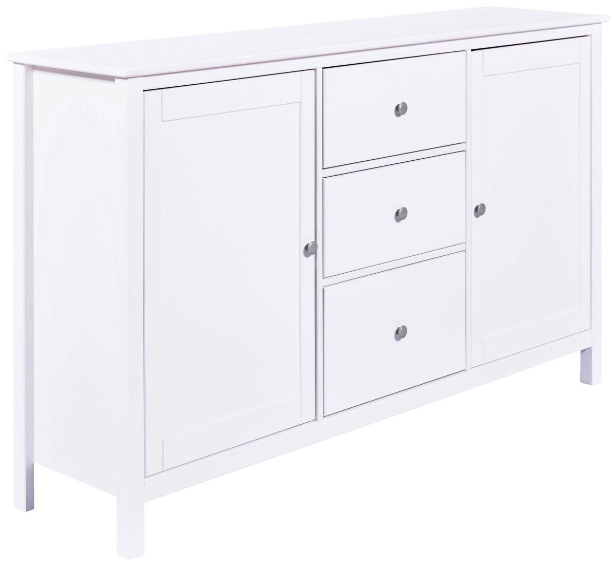 Sideboard Chilly Home ca. 160x96x40 cm Weiß - Silberfarben/Weiß, Design, Holz/Metall (160/96/39,5cm) - Livetastic