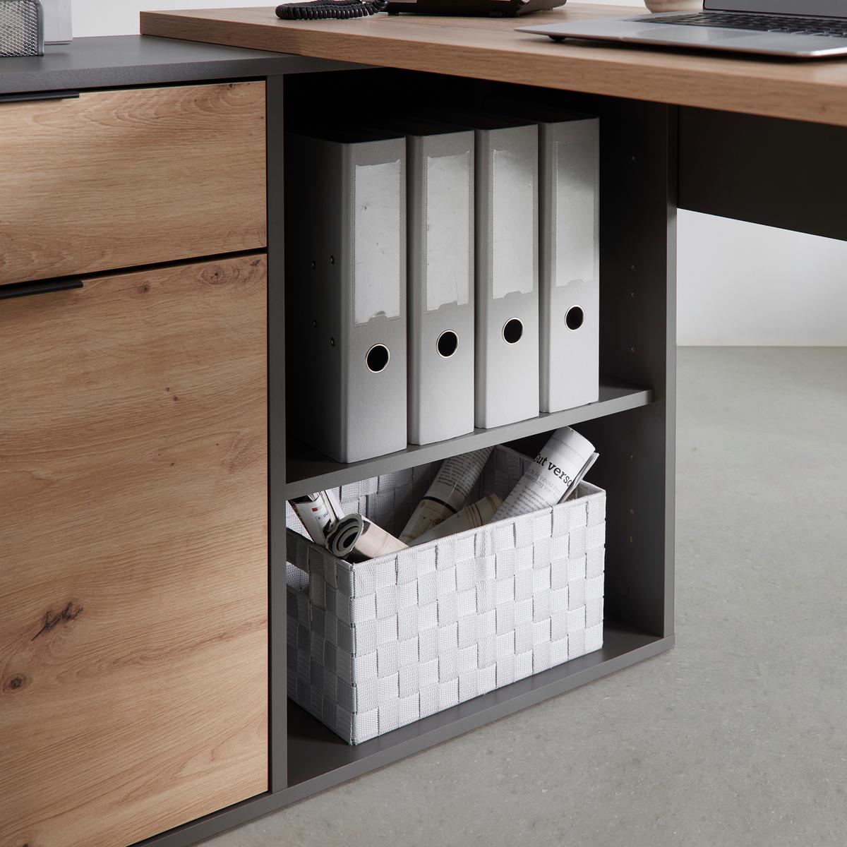 Schreibtisch Samson in Eiche/Graphitfarben - Eichefarben/Graphitfarben, MODERN (120/105/74/51/34cm) - Mömax