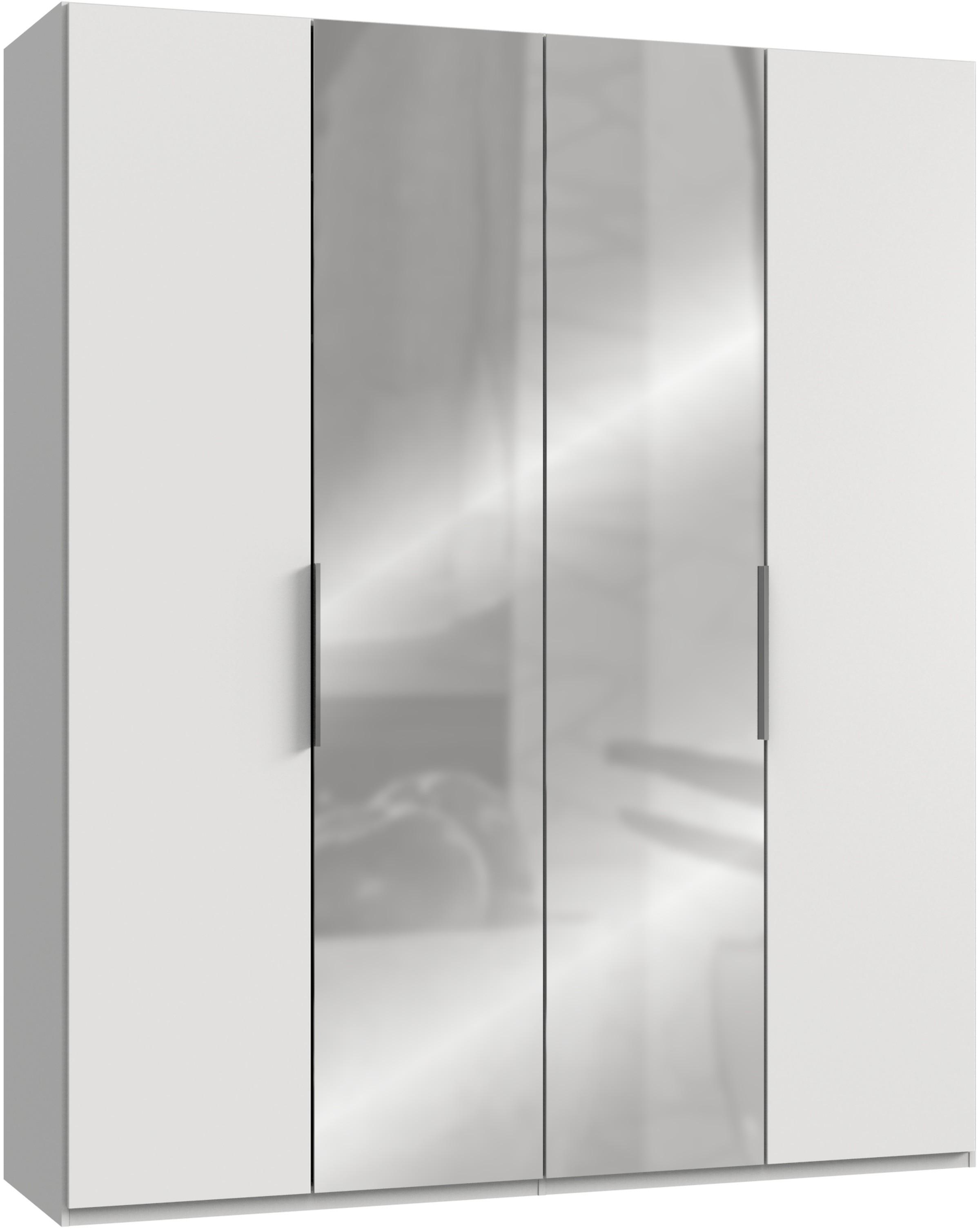Drehtürenschrank Level 36A mit Spiegel ca. 200 cm Weiß - Chromfarben/Weiß, MODERN, Holzwerkstoff (200/236/58cm) - MID.YOU