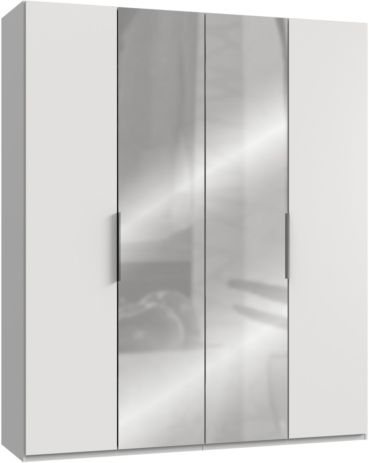 Drehtürenschrank Level 36A mit Spiegel ca. 200 cm Weiß - Chromfarben/Weiß, MODERN, Holzwerkstoff (200/236/58cm) - MID.YOU