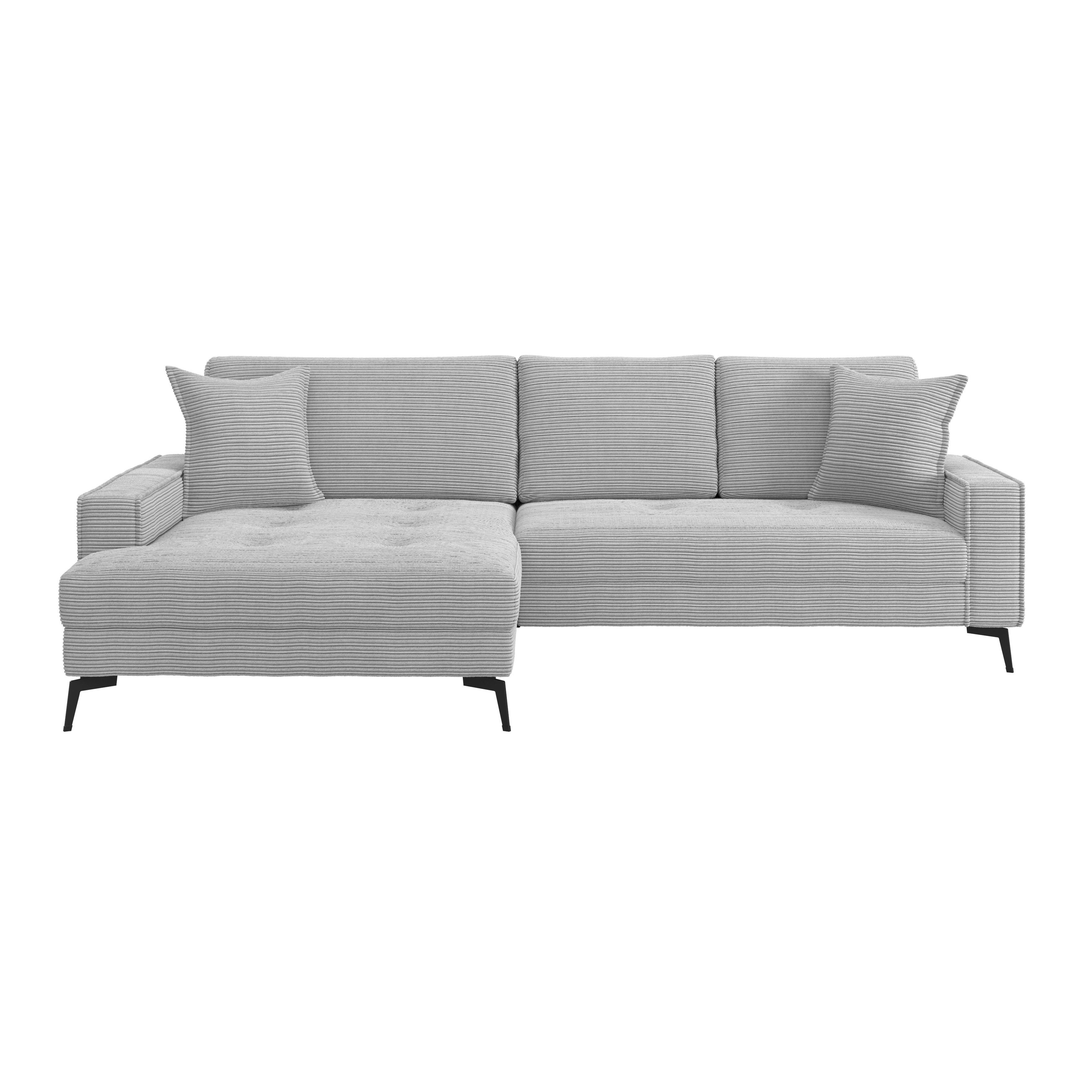 Kutna Garnitura Zero - svijetlo siva/crna, Trend, tekstil (173/286cm)
