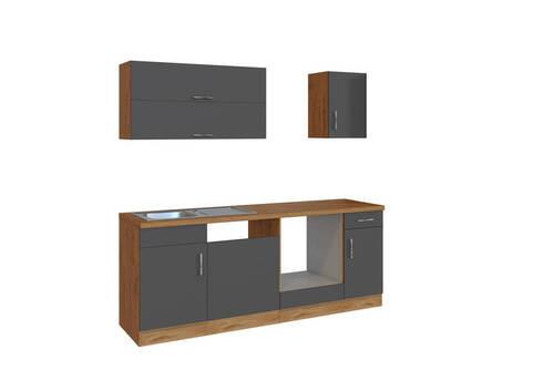 Küchenblock 'Sorrento' , Anthrazit - Chromfarben/Anthrazit, MODERN, Holzwerkstoff/Metall (210cm) - Held