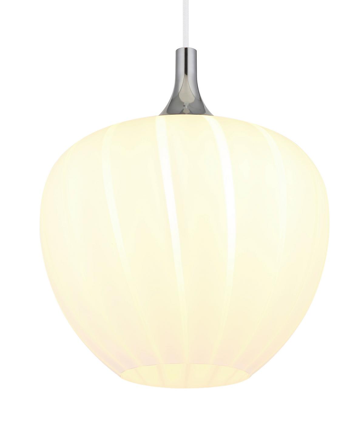 Hängeleuchte Maxy Weiß/Chrom max. 60 Watt - Chromfarben/Weiss, Konventionell, Glas/Metall (29/120cm) - Globo