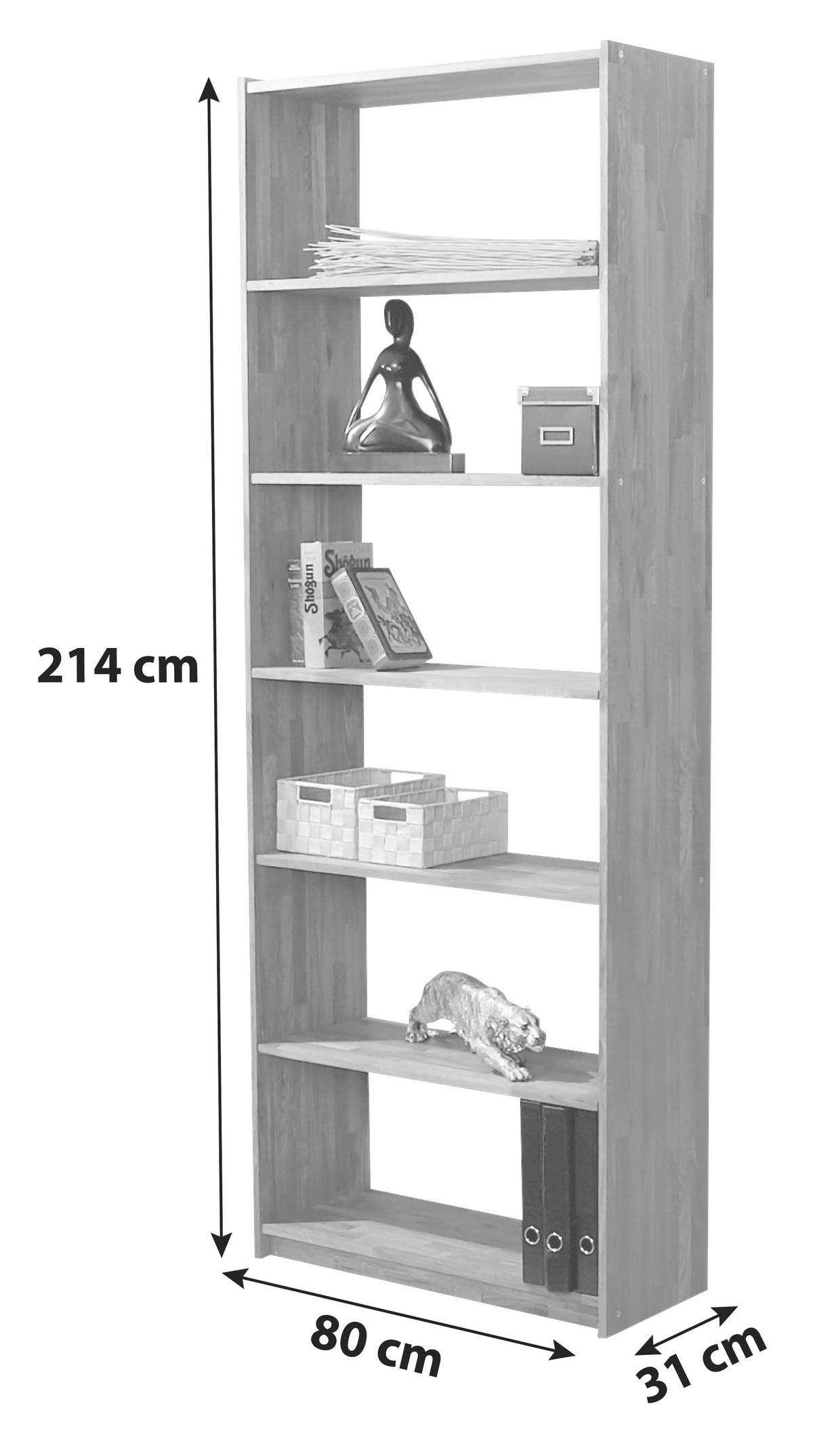 Regal Simon, Bukev, Masivno - barve bukve, Basics, les (80/214/31cm) - MID.YOU