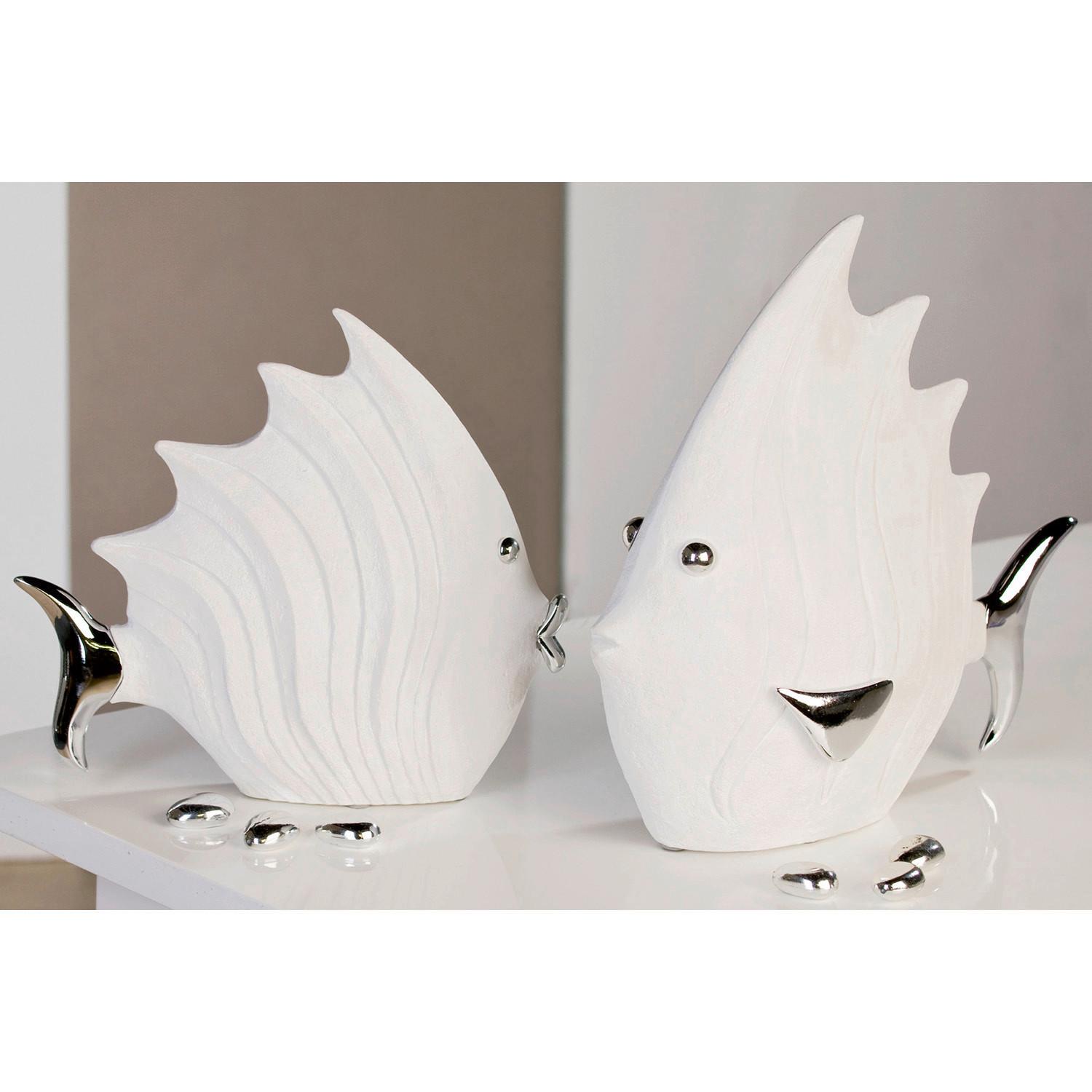 Dekofisch Maritim Grauweiß - Grauweiß, Basics, Kunststoff (29/26cm)