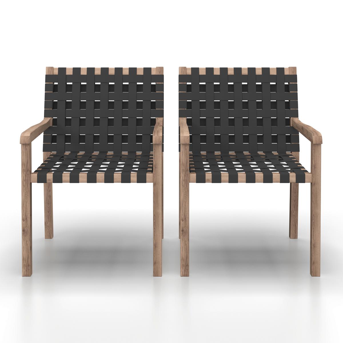 Gartensessel-Set 2-er Set Lauria Schwarz Holz/Textil - Schwarz/Akaziefarben, MODERN, Holz/Textil (61/84/59cm) - Bessagi Garden