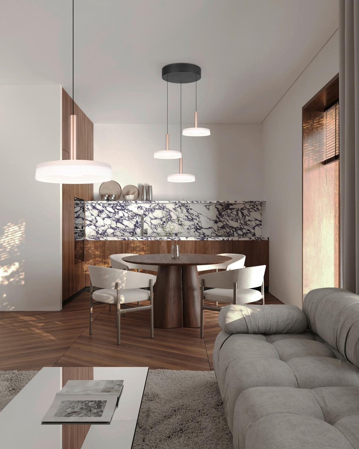 LAMPA ZWIESZANA LED 354930365 CELESTE - biały/brązowy, Design, metal/szkło (35/200cm) - Trio Leuchten